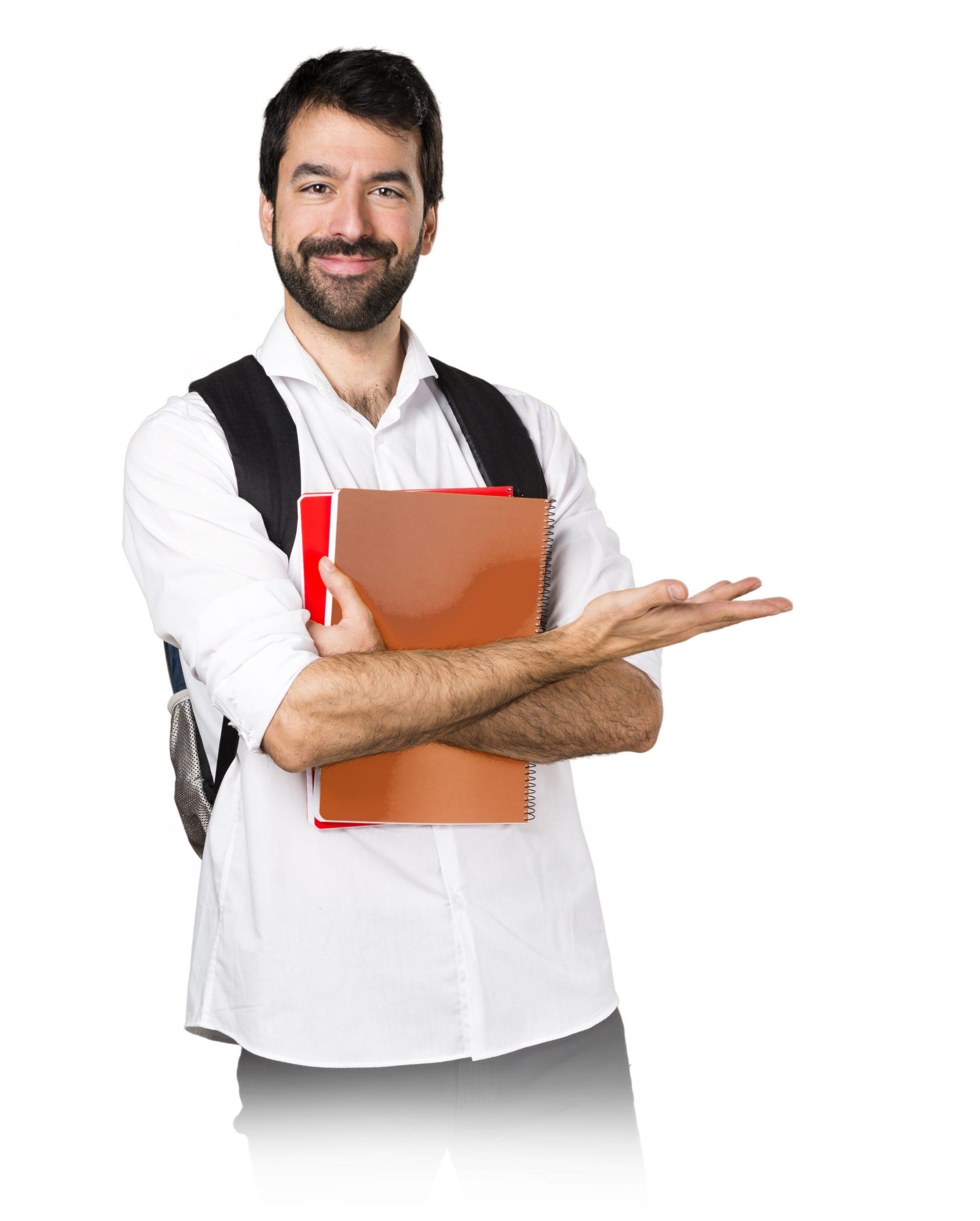 Student man presenting something